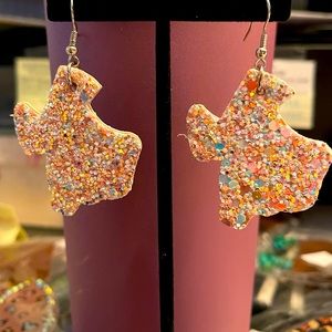 Texas Glitter Earrings with a fish hook style post!